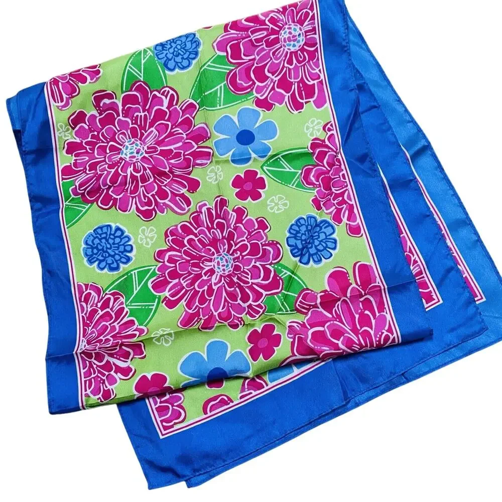 Lilly Pulitzer & Ford 2005 100% Silk Multi Floral Scarf Breast Cancer Awareness